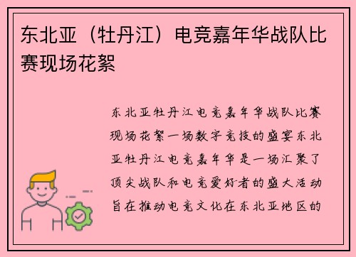 东北亚（牡丹江）电竞嘉年华战队比赛现场花絮