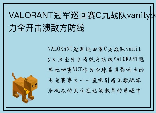 VALORANT冠军巡回赛C九战队vanity火力全开击溃敌方防线